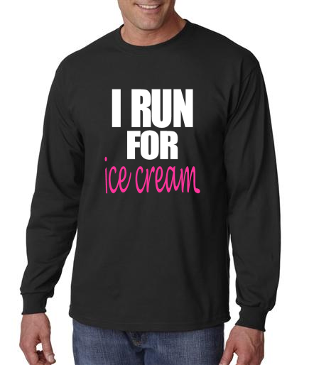 Running - I Run For Ice Cream - Mens Black Long Sleeve Shirt